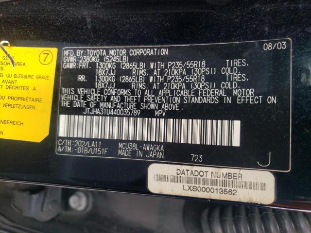 Photo 10 from auction – 2004 LEXUS RX 330 with VIN JTJHA31U440035789