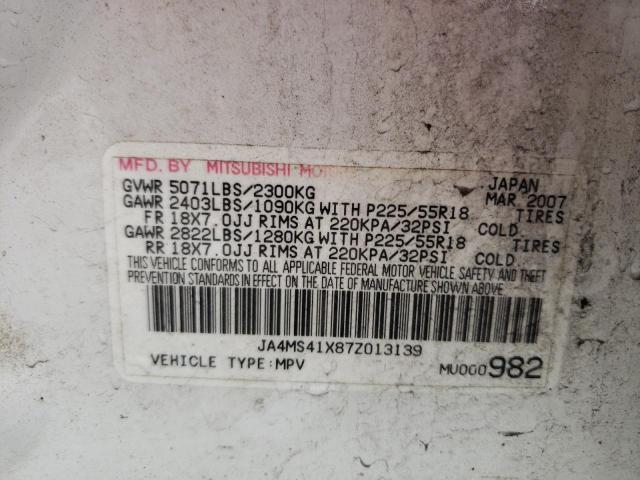 Photo 10 from auction – 2007 MITSUBISHI OUTLANDER with VIN JA4MS41X87Z013139