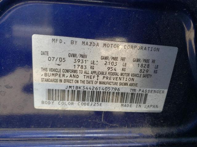 Photo 10 from auction – 2006 MAZDA 3 HATCHBAC with VIN JM1BK344261405796