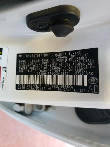 Photo 10 from auction – 2012 TOYOTA COROLLA BA with VIN 2T1BU4EE4CC840852