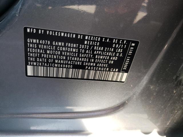 Photo 10 from auction – 2012 VOLKSWAGEN JETTA BASE with VIN 3VW2K7AJ1CM049600