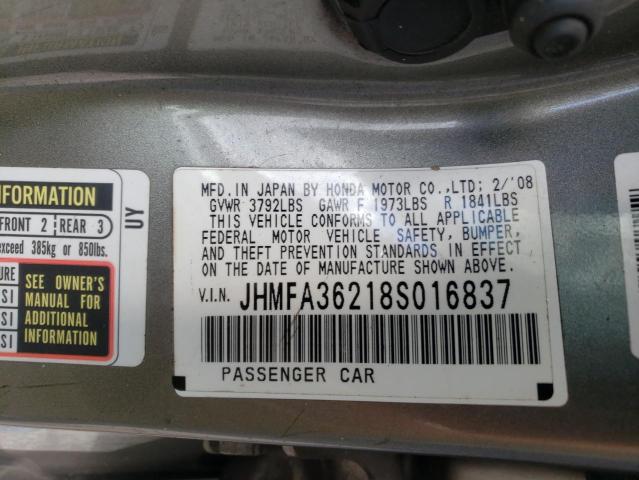 Photo 10 from auction – 2008 HONDA CIVIC HYBR with VIN JHMFA36218S016837