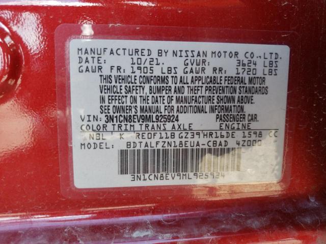 Photo 10 from auction – 2021 NISSAN VERSA SV with VIN 3N1CN8EV9ML925924
