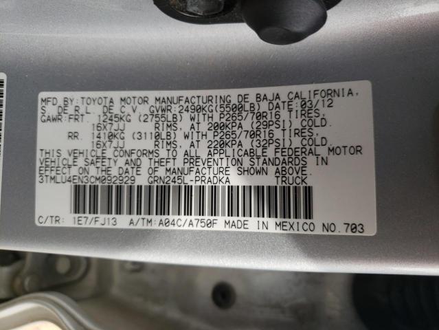 Photo 10 from auction – 2012 TOYOTA TACOMA DOU with VIN 3TMLU4EN3CM092929