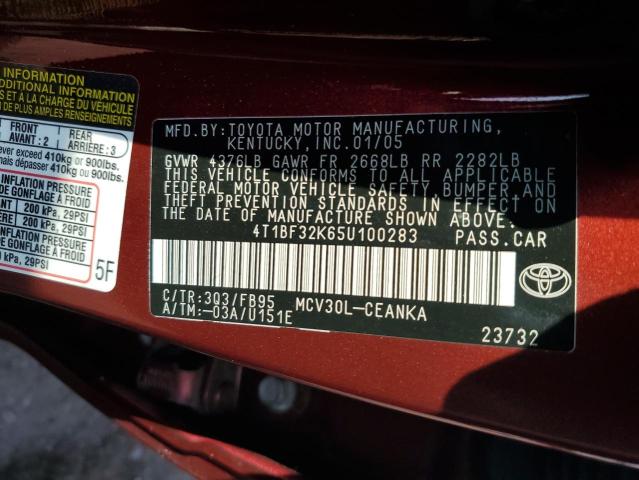 Photo 10 from auction – 2005 TOYOTA CAMRY LE with VIN 4T1BF32K65U100283