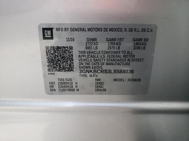 Photo 10 from auction – 2020 CHEVROLET BLAZER 2LT with VIN 3GNKBCRS3LS588036