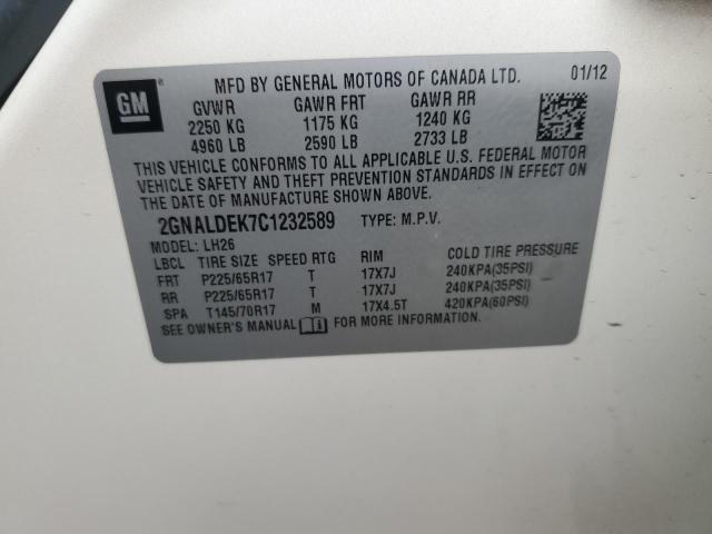 Photo 10 from auction – 2012 CHEVROLET EQUINOX LT with VIN 2GNALDEK7C1232589