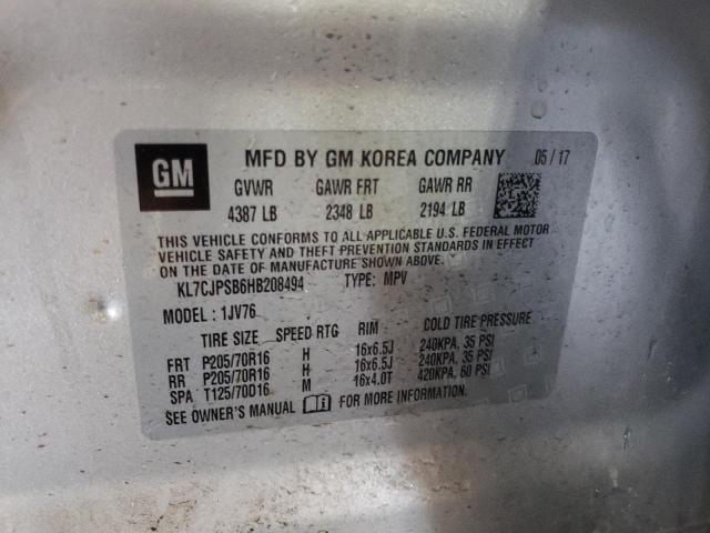 Photo 10 from auction – 2017 CHEVROLET TRAX 1LT with VIN KL7CJPSB6HB208494