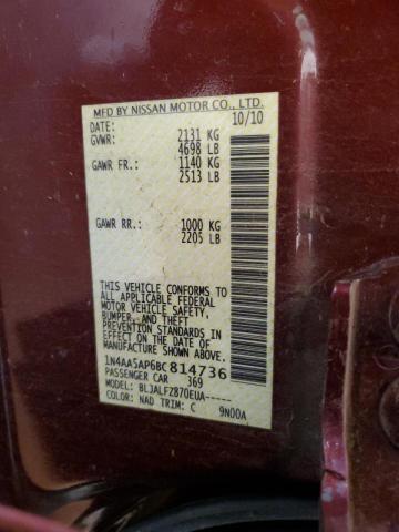 Photo 10 from auction – 2011 NISSAN MAXIMA S with VIN 1N4AA5AP6BC814736
