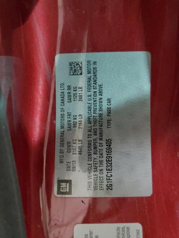 Photo 10 from auction – 2014 CHEVROLET CAMARO LT with VIN 2G1FC1E32E9169405