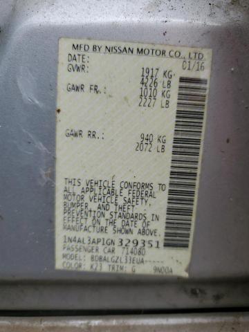 Photo 10 from auction – 2016 NISSAN ALTIMA 2.5 with VIN 1N4AL3AP1GN329351