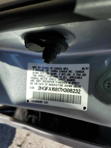 Photo 10 from auction – 2007 HONDA CIVIC EX with VIN 2HGFA16817H308232