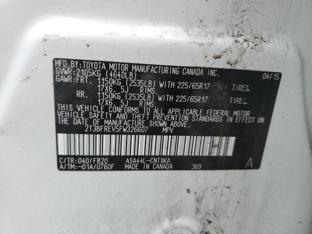Photo 10 from auction – 2015 TOYOTA RAV4 LE with VIN 2T3BFREV5FW326607