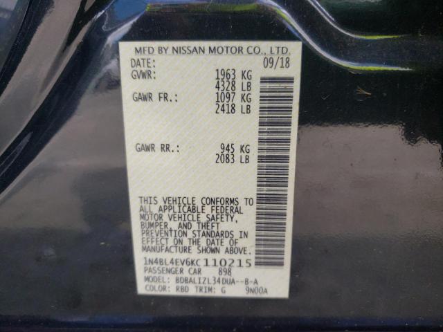 Photo 10 from auction – 2019 NISSAN ALTIMA SL with VIN 1N4BL4EV6KC110215