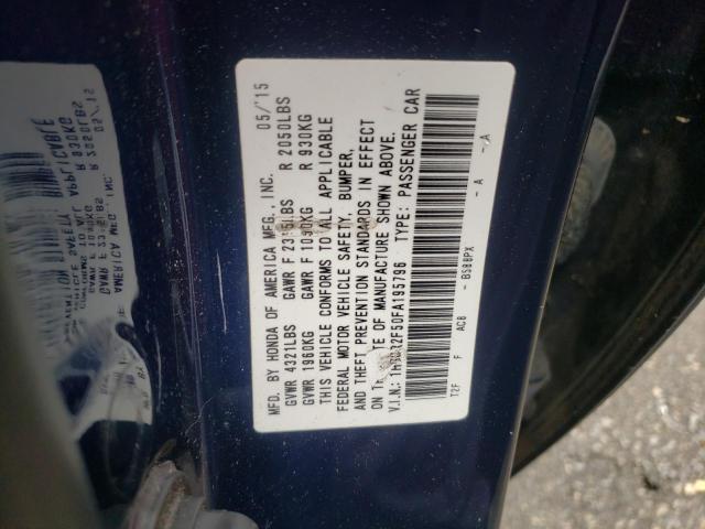 Photo 10 from auction – 2015 HONDA ACCORD SPO with VIN 1HGCR2F50FA195796