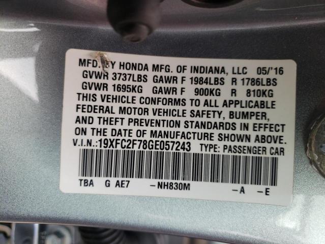 Photo 10 from auction – 2016 HONDA CIVIC EX with VIN 19XFC2F78GE057243