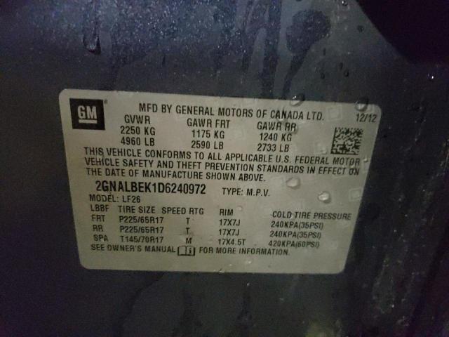 Photo 10 from auction – 2013 CHEVROLET EQUINOX LS with VIN 2GNALBEK1D6240972