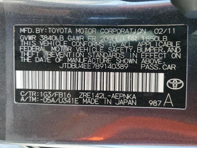 Photo 10 from auction – 2011 TOYOTA COROLLA BA with VIN JTDBU4EE7B9140389