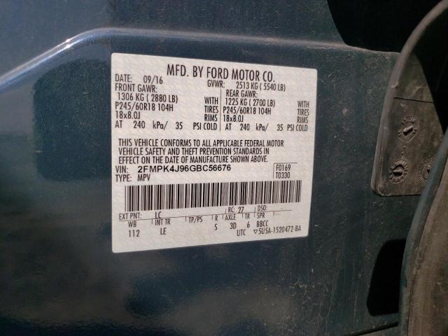 Photo 10 from auction – 2016 FORD EDGE SEL with VIN 2FMPK4J96GBC56676
