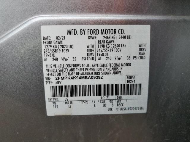 Photo 10 from auction – 2021 FORD EDGE TITAN with VIN 2FMPK4K94MBA09392