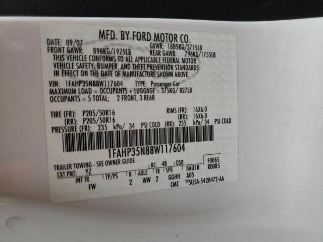Photo 10 from auction – 2008 FORD FOCUS SE with VIN 1FAHP35N88W117604