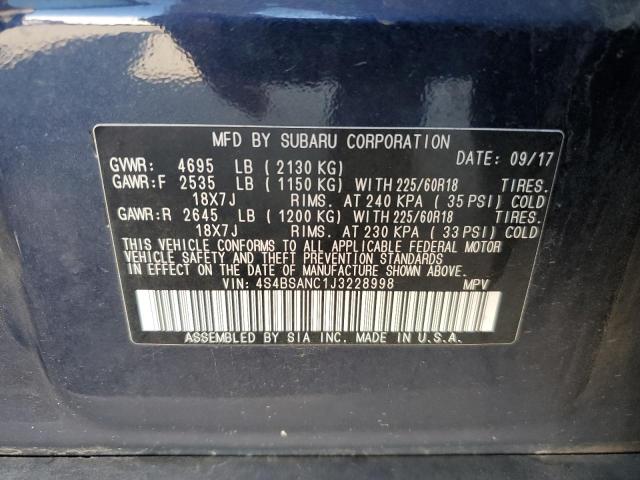 Photo 10 from auction – 2018 SUBARU OUTBACK 2. with VIN 4S4BSANC1J3228998