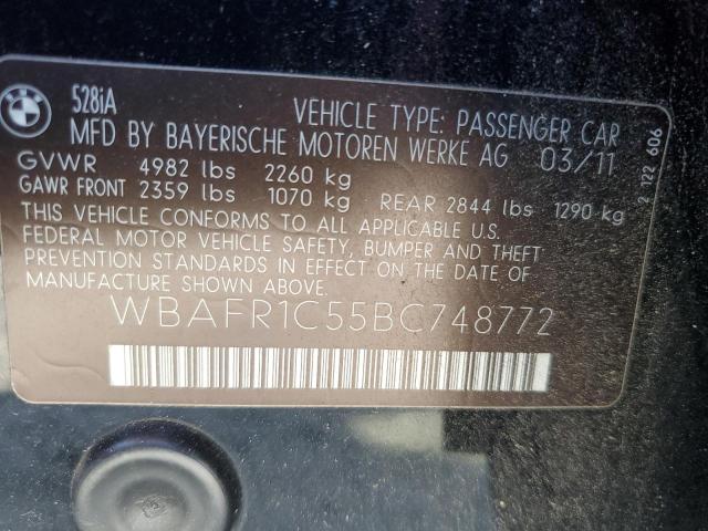 Photo 10 from auction – 2011 BMW 528 I with VIN WBAFR1C55BC748772