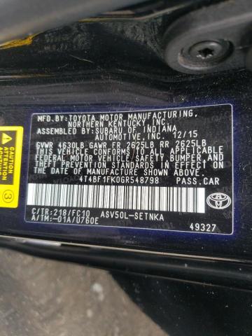 Photo 10 from auction – 2016 TOYOTA CAMRY LE with VIN 4T4BF1FK0GR548798