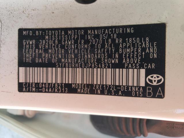Photo 10 from auction – 2018 TOYOTA COROLLA L with VIN 5YFBURHE0JP854821