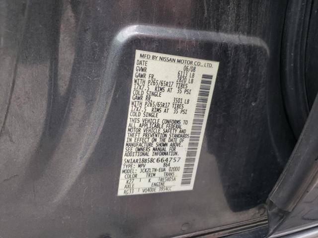 Photo 10 from auction – 2008 NISSAN PATHFINDER with VIN 5N1AR18B58C664757