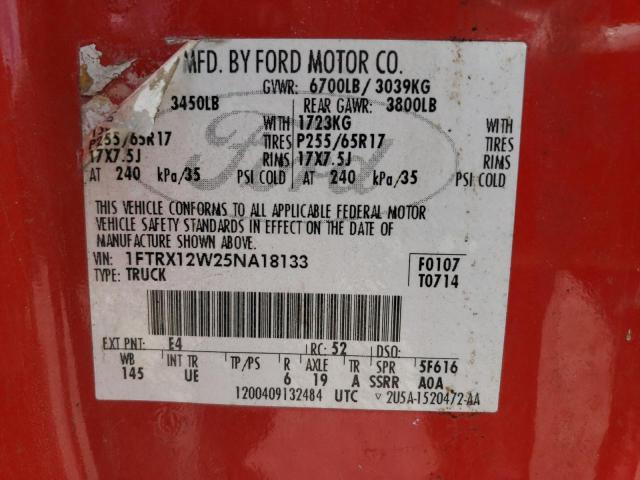 Photo 10 from auction – 2005 FORD F150 with VIN 1FTRX12W25NA18133