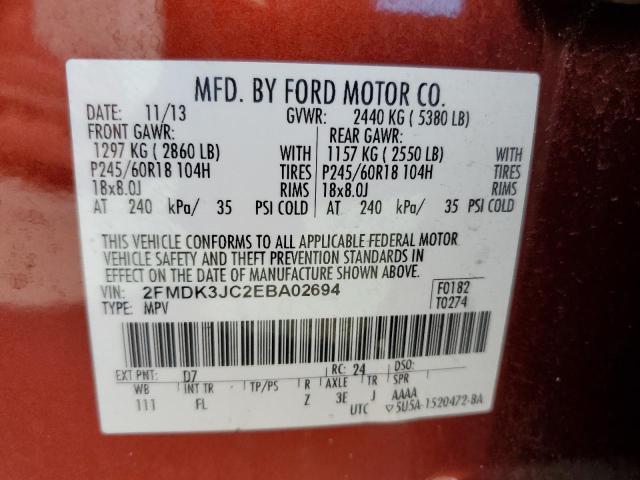 Photo 10 from auction – 2014 FORD EDGE SEL with VIN 2FMDK3JC2EBA02694