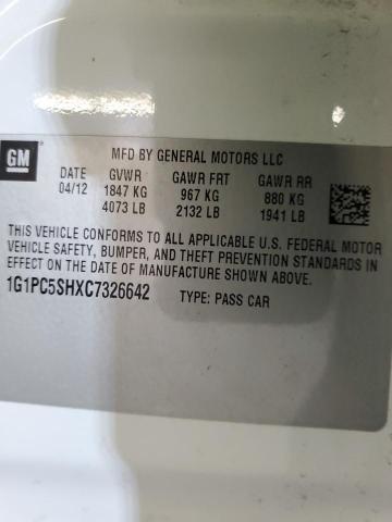 Photo 10 from auction – 2012 CHEVROLET CRUZE with VIN 1G1PC5SHXC7326642