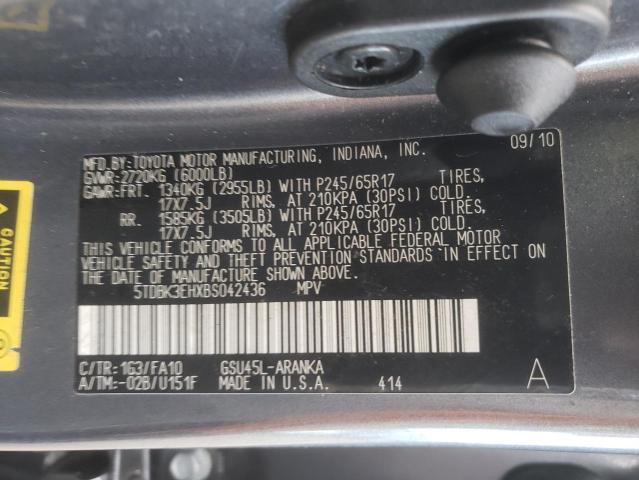 Photo 10 from auction – 2011 TOYOTA HIGHLANDER with VIN 5TDBK3EHXBS042436