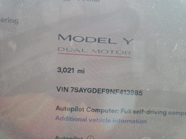 Photo 8 from auction – 2022 TESLA MODEL Y with VIN 7SAYGDEF9NF413985
