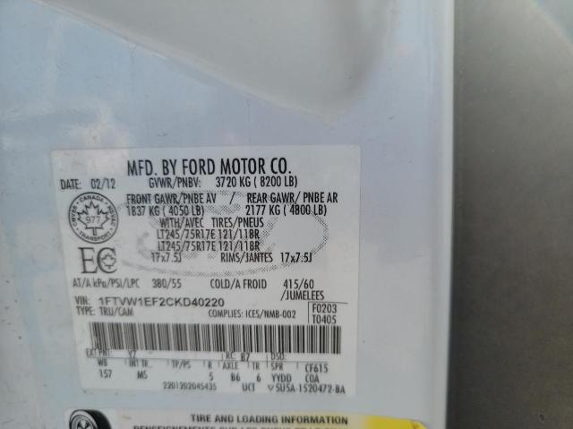 Photo 10 from auction – 2012 FORD F150 SUPER with VIN 1FTVW1EF2CKD40220