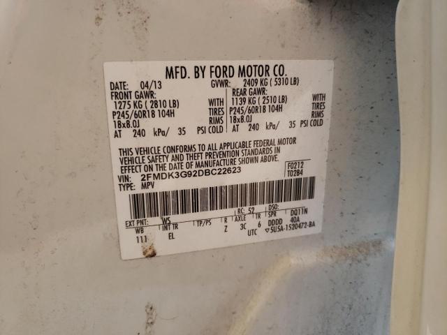 Photo 10 from auction – 2013 FORD EDGE SE with VIN 2FMDK3G92DBC22623