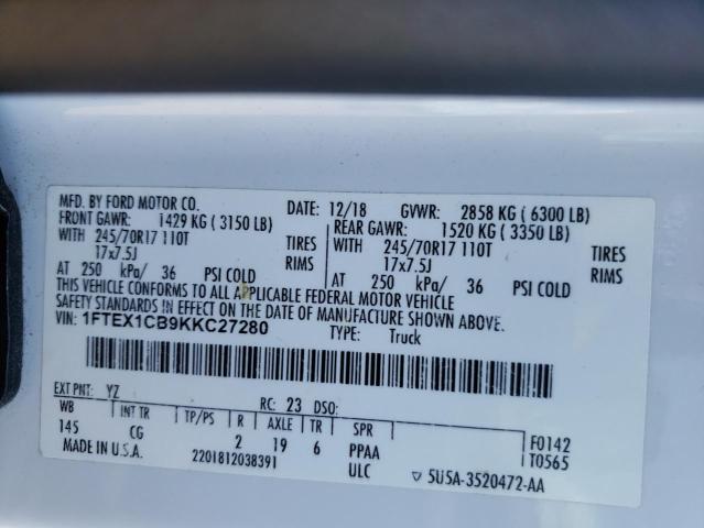 Photo 10 from auction – 2019 FORD F150 SUPER with VIN 1FTEX1CB9KKC27280