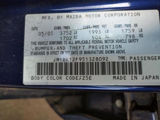 Photo 10 from auction – 2005 MAZDA 3 I with VIN JM1BK12F951328092