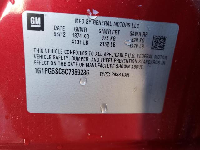 Photo 10 from auction – 2012 CHEVROLET CRUZE LT with VIN 1G1PG5SC5C7389236