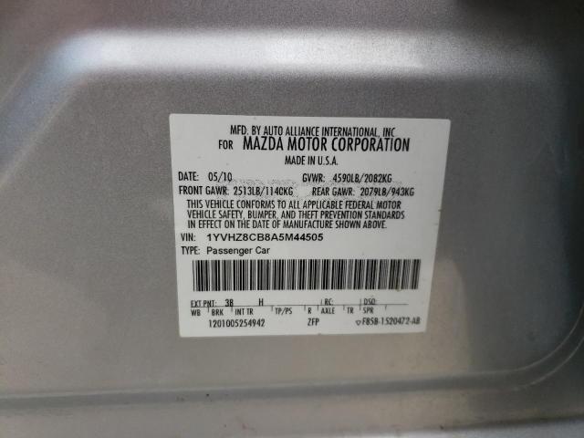 Photo 10 from auction – 2010 MAZDA 6 S with VIN 1YVHZ8CB8A5M44505
