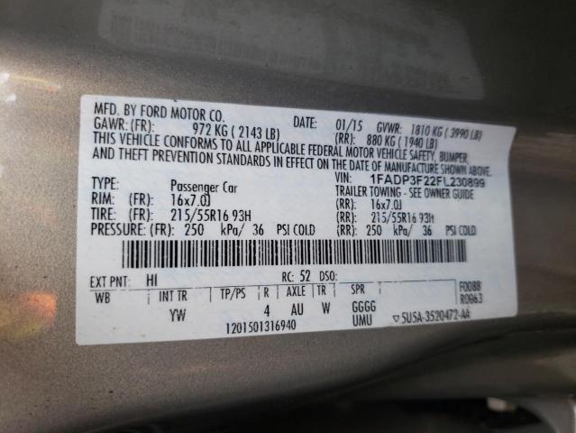 Photo 10 from auction – 2015 FORD FOCUS SE with VIN 1FADP3F22FL230899