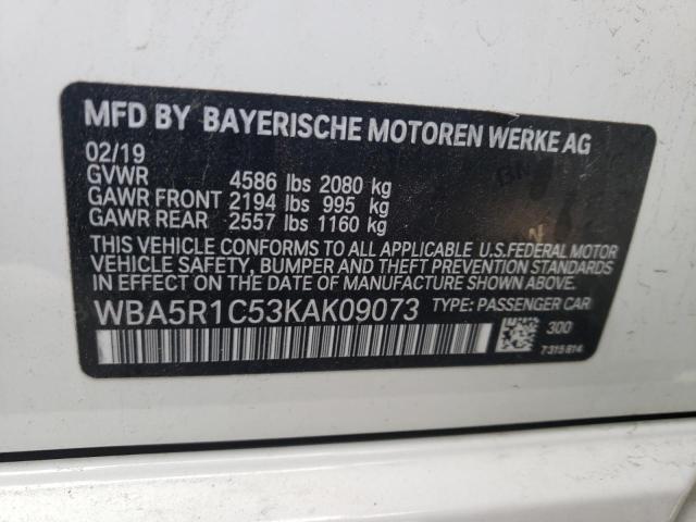Photo 10 from auction – 2019 BMW 330I with VIN WBA5R1C53KAK09073