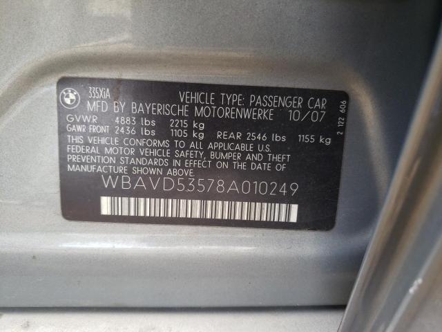 Photo 10 from auction – 2008 BMW 335 XI with VIN WBAVD53578A010249
