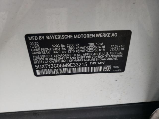 Photo 10 from auction – 2021 BMW X3 SDRIVE3 with VIN 5UXTY3C06M9E33215