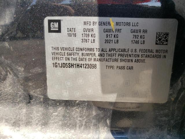 Photo 10 from auction – 2017 CHEVROLET SONIC LT with VIN 1G1JD5SH1H4123098