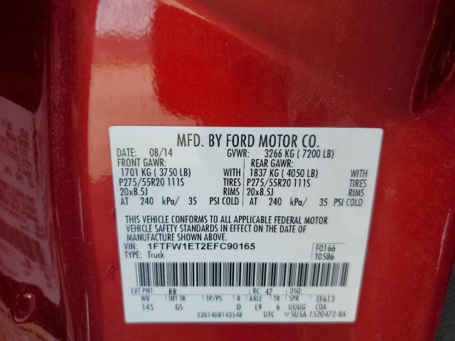 Photo 10 from auction – 2014 FORD F150 SUPER with VIN 1FTFW1ET2EFC90165