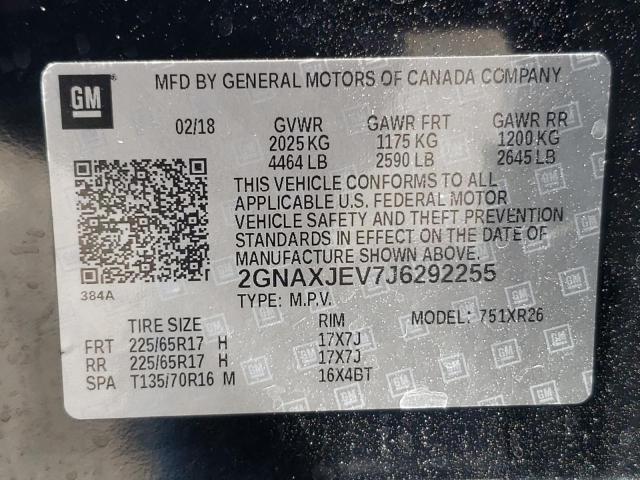 Photo 10 from auction – 2018 CHEVROLET EQUINOX LT with VIN 2GNAXJEV7J6292255