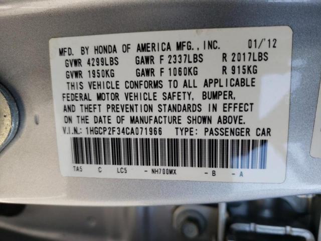 Photo 10 from auction – 2012 HONDA ACCORD LX with VIN 1HGCP2F34CA071966