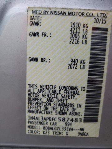 Photo 10 from auction – 2015 NISSAN ALTIMA 2.5 with VIN 1N4AL3AP0FC587483